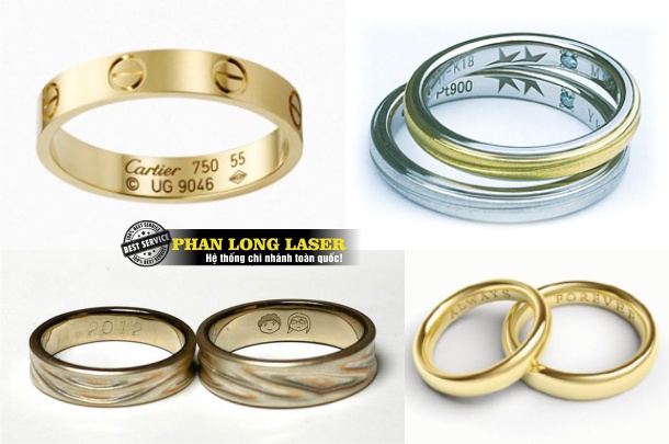 Khắc chữ, khắc tên, khắc logo lên nhẫn cưới, nhẫn vàng bạc đồng inox