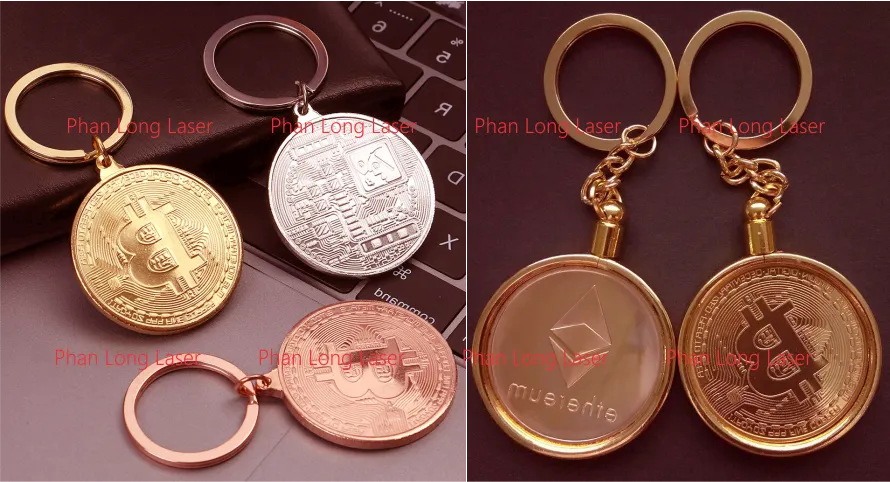 Móc khóa kim loại mạ vàng mô phỏng tiền số ảo bitcoin và ethereum được làm tại Tân Bình, Bình Tân, Thủ Đức, Tân Phú, Gò Vấp, Bình Thạnh